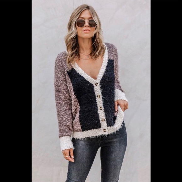 Fuzzy Love Colorblock Cardigan by Love Stitch - Picture 4 of 16